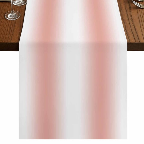 Coral Red White 48 Inch Table Runner, Modern Gradient Vertical Stripes Geometric Farmhouse Dresser Scarf Cotton & Linen Tablerunner for Dining/Kitchen Island/Holiday Party Décor 13" x 48"