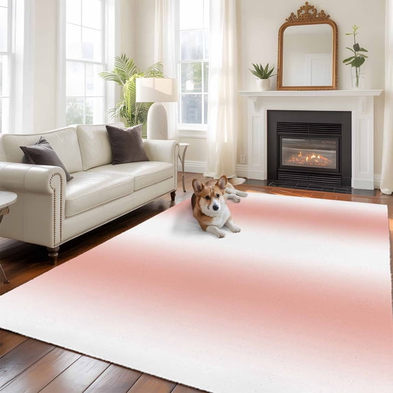 Coral Red White Area Rug 5x7 FT, Non Slip Bedroom Throw Carpet, Modern Gradient Vertical Stripes Geometric Washable Soft Floor Carpet Non-Shedding Rug for Dining Room Bedside Classroom Desk