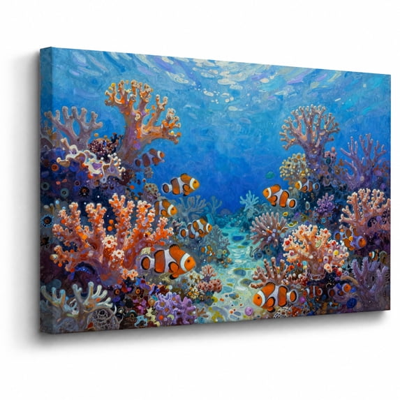 Coal Ree Coral Reef Canvas Wall Art Framed Decor Clownfish Tropical Ocean Sea ...