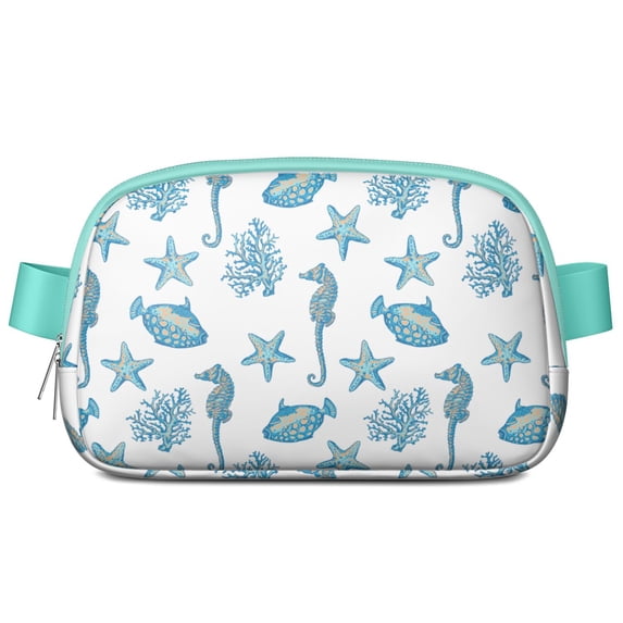 Coral Reef Fanny Pack – Waterproof Adjustable Waist Bag with Vintage Ocean Life Design – Lightweight Belt Bag for Beach Travel and Nautical Outings