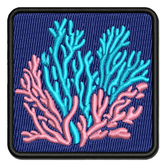 Coral Reef Ocean Applique Multi-Color Embroidered Iron-On Patch - 2.5 Inch Small