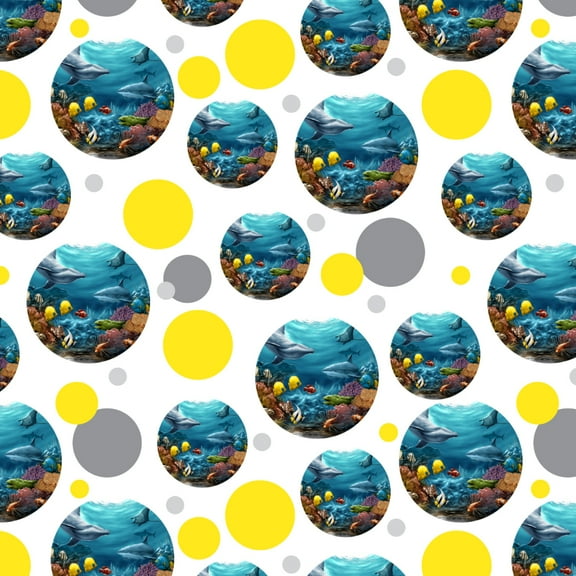 Coral Reef Ocean Scene Dolphin Turtle Shark Stingray Fish Premium Gift Wrap Wrapping Paper Roll