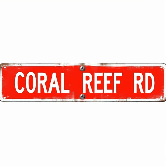 Coral Reef Road Sign 16*4 Inches "CORAL REEF RD" Beach House Patio Ocean Themed Decor