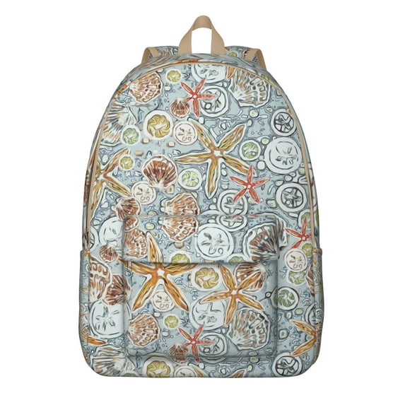 Coral Reef & Starfish Themed School Backpack, Durable Seaside Ocean Life Daypack with Waterproof Fabric and Reinforced Straps for Teens & Young Adults