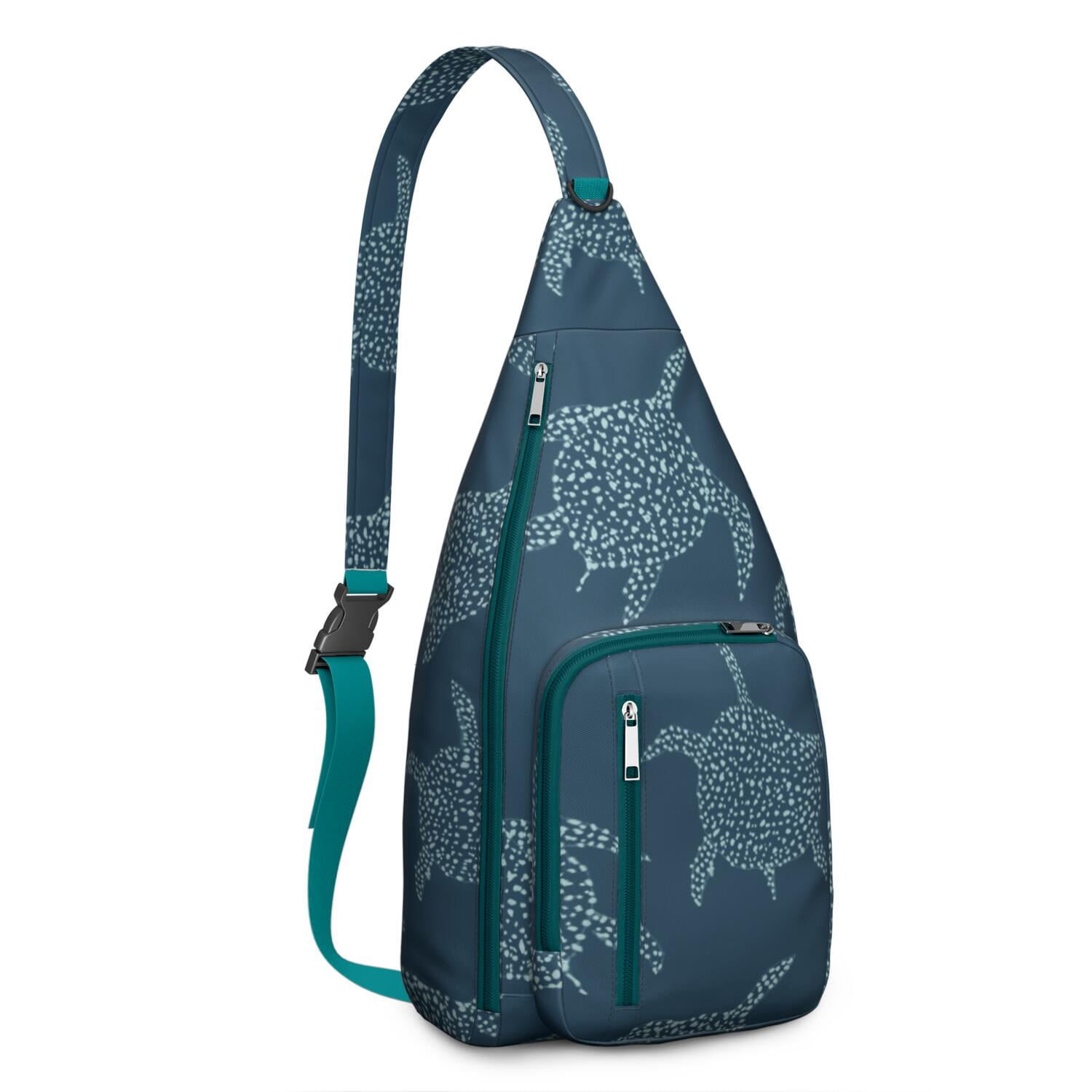 Coral Reef Turtle Sling Bag&nbsp;- Playful Cartoon Turtle & Tropical Fish Design, Lightweight Shoulder Pack (Marine Conservation Theme)