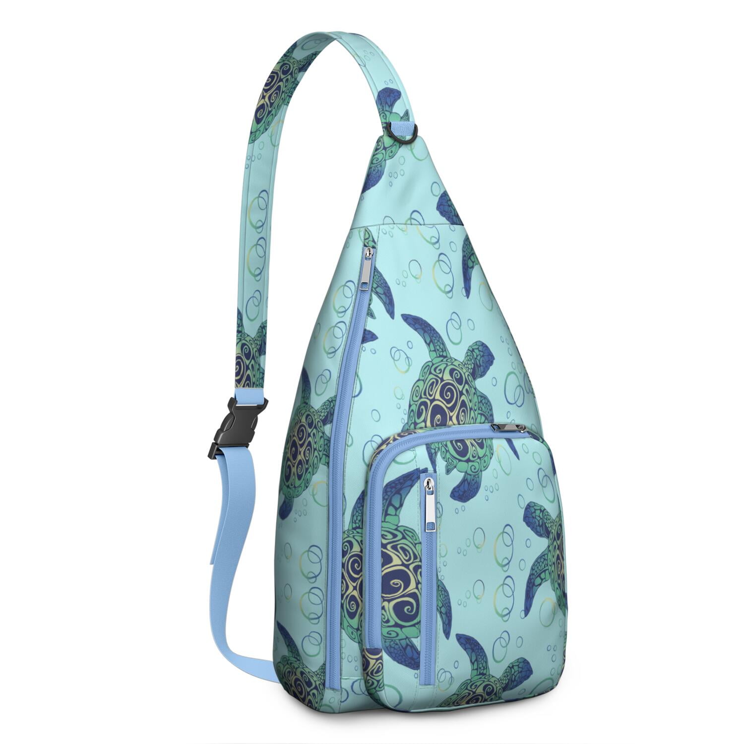 Coral Reef Turtle Sling Bag&nbsp;- Playful Cartoon Turtle & Tropical Fish Design, Lightweight Shoulder Pack (Marine Conservation Theme)