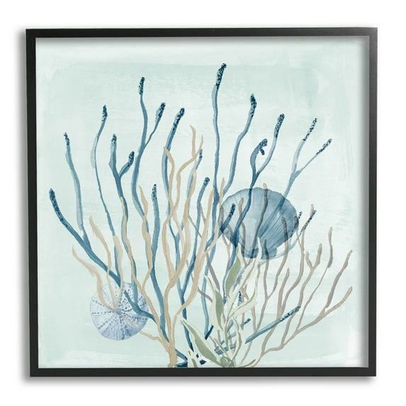 Coral Reef Underwater Seashells Animals & Insects Graphic Art Black Framed Art Print Wall Art