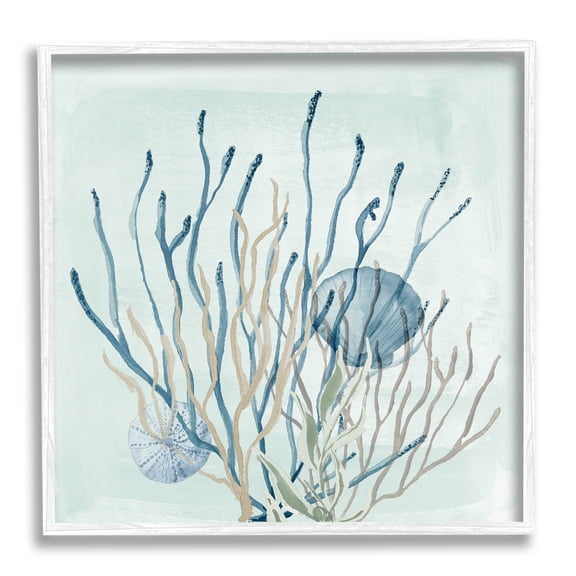 Coral Reef Underwater Seashells Animals & Insects Graphic Art White Framed Art Print Wall Art