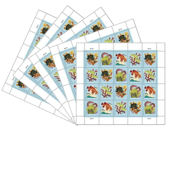 Coral Reefs POSTCARD Rate USPS Postage Stamp 5 Sheets of 20 US Forever First Class Postal Fish Ocean Reef Sea Party Anniversary Celebration Wedding Graduation (100 Stamps)