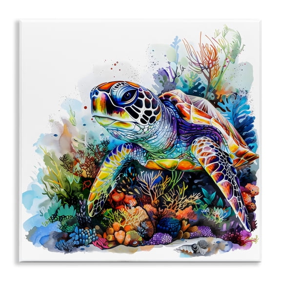 Stupell Industries Coral Sanctuary Sea Turtle Wall Plaque Art, design by LSR Design Studio, 12 x 12