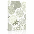 Coral Sea Snail Starfish Canvas Wall Art for Living Room, Green White ...