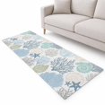 Coral Sea Snail Starfish Runner Rug 2.6'x8', Green Blue Costal Pattern ...