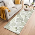 thumbnail image 1 of Coral Sea Snail Starfish Washable Runner Rugs 2'x6', Green White Costal Pattern Low Pile Throw Entryway Rug Non-Slip Sturdy Edge Binding Carpet for Indoor Bedside Entrance Bedside, 1 of 9