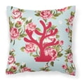 thumbnail image 1 of Coral Shabby Chic Blue Roses BB1101 Fabric Decorative Pillow, 1 of 2