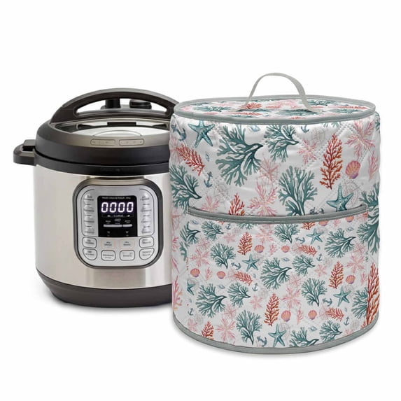 Coral Shell Rice Cooker Cover 6 Quart Watercolor Pink Green Red Coral ...
