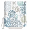 thumbnail image 1 of Coral Shell Shower Curtain, 36" x 72", Starfish Seahorse Blue Ocean Coastal Waterproof Bathroom Curtain Washable Shower Curtain Set with 12 Hooks, 1 of 6
