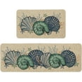 thumbnail image 1 of Coral Shells Whelks Starfish Summer Kitchen Mats Set of 2, Home Decor Low-Profile Kitchen Rugs for Floor - 17x29 and 17x47 Inch, 1 of 6