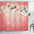 thumbnail image 1 of Coral Shower Curtain, Blossoming Tree Branch Japanese Cherry Sakura Fresh Spring Garden Romantic, Fabric Bathroom Set with Hooks, 69W X 70L Inches, Coral Green White, by Ambesonne, 1 of 2