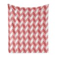 thumbnail image 1 of Coral Soft Flannel Fleece Blanket, Retro Abstract Geometric Striped Pattern with Chevron Zigzags Triangular, Cozy Plush for Indoor and Outdoor Use, 50" x 70", Coral Dark Coral White, by Ambesonne, 1 of 6