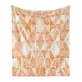 thumbnail image 1 of Coral Soft Flannel Fleece Throw Blanket, Raster Based Pattern with Watercolor Triangular Grid Hand Drawn Geometric, Cozy Plush for Indoor and Outdoor Use, 60" x 80", Coral Orange White, by Ambesonne, 1 of 5