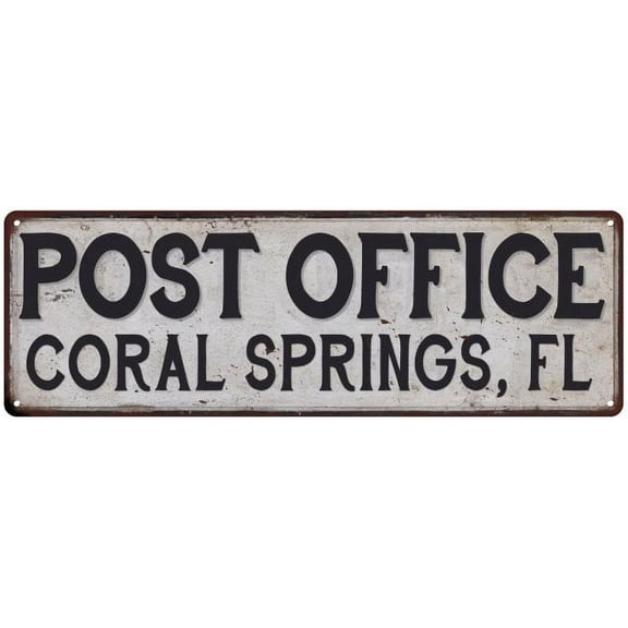 Coral Springs, Fl Post Office Metal Sign Vintage 6x18 106180011198