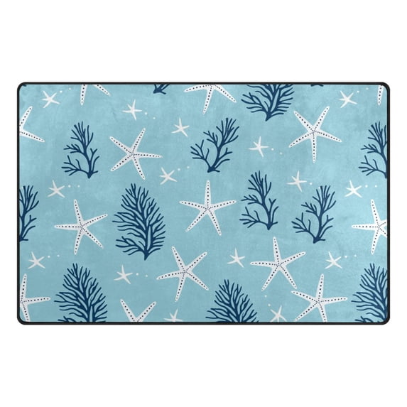 Coral Starfish Memory Foam Area Rug 60"x39" Non Slip, Absorbent, Fade Proof for Living Room, Bedroom, Office