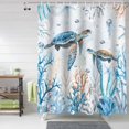 thumbnail image 1 of Coral Starfish Shower Curtain, Summer Ocean Shower Curtain Set with Hooks, Spring Summer Waterproof Fabric Shower Curtains for Bathroom Decor, 72x84 Inch Bath Curtain, 1 of 6