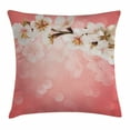 thumbnail image 1 of Coral Throw Pillow Cushion Cover, Blossoming Tree Branch Japanese Cherry Sakura Fresh Spring Garden Romantic, Decorative Square Accent Pillow Case, 24 X 24 Inches, Coral Green White, by Ambesonne, 1 of 2