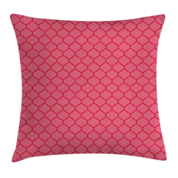 Coral Throw Pillow Cushion Cover, Quatrefoil Pattern Gothic Renaissance Era Ancient Antique Decor Traditional Motif, Decorative Square Accent Pillow Case, 24 X 24 Inches, Coral and Red, by Ambesonne