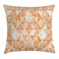 thumbnail image 1 of Coral Throw Pillow Cushion Cover, Raster Based Pattern with Watercolor Triangular Grid Hand Drawn Geometric, Decorative Square Accent Pillow Case, 16 X 16 Inches, Coral Orange White, by Ambesonne, 1 of 2