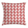 thumbnail image 1 of Coral Throw Pillow Cushion Cover, Retro Abstract Geometric Striped Pattern with Chevron Zigzags Triangular, Decorative Square Accent Pillow Case, 20 X 20 Inches, Coral Dark Coral White, by Ambesonne, 1 of 2