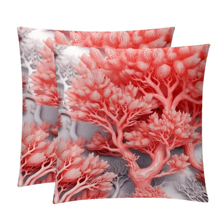 Coral Throw Pillows Set of 2 with Unique Patterns Covers Available in 16x16 18x18 and 20x20 Inches for Various Occasions Includes Throw Pillow