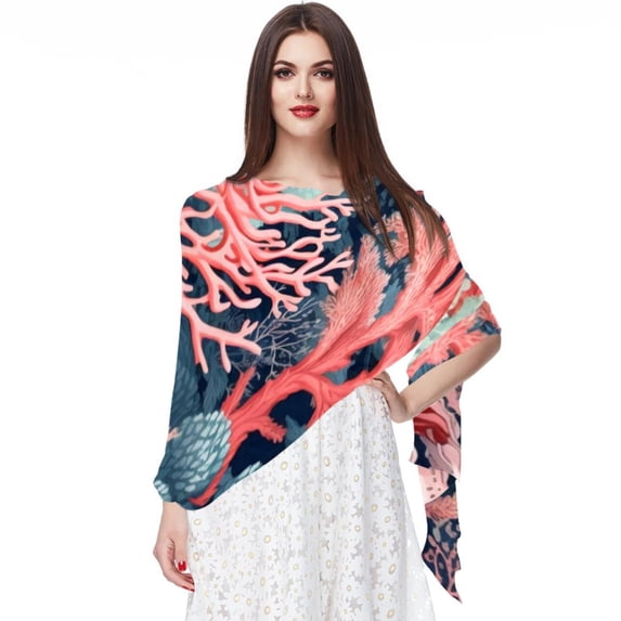 Coral Translucent Chiffon Yarn Silk Scarf - Lightweight and Breathable - 180*73 Size - Head Wrap for Women and Hair - Elegant Fashion Accessory
