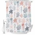thumbnail image 1 of Coral Turtles Starfish Jellyfish Shells Fabric Shower Curtain Sea Creature Washable Shower Curtains for Bathroom, Waterproof Bath Curtain with Hooks Home Decor 36x72in, 1 of 8