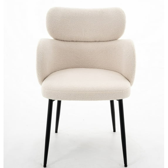 Coral Velvet Accent Chair with Wing Back & Arm, Modern Upholstered Side Chair with Metal Legs,Thick Cushion Chair for Living Room, Bedroom Games(White)