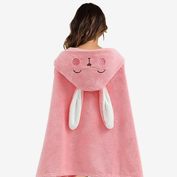 Coral Velvet Baby Wearable Cartoon Hooded Bath Towel Pk2 70*140 Polyester Bath Towel Color:PK2 Material:Cotton
