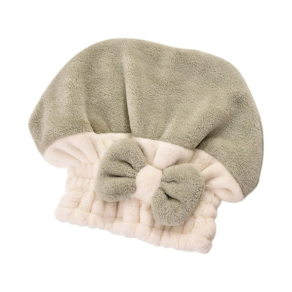 Coral Velvet Dry Hair Hat Two-tone Bow Princess Hat Thickened Absorbent Dry Hair Towel