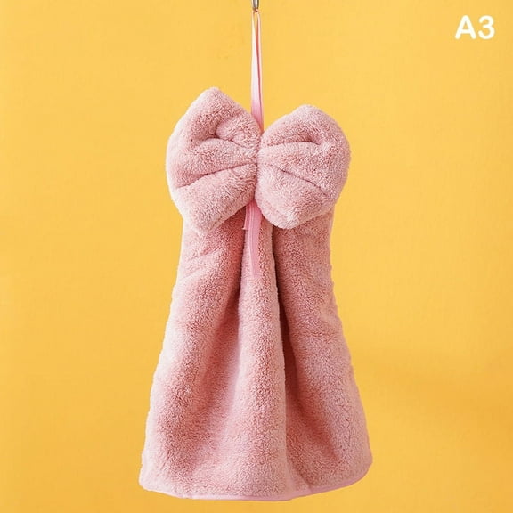 Coral Velvet Hand Towel Cute Hanging Bowknot Towel Thickened Soft Skin Kitchen Bathroom Absorbent Quick Dry Lazy Hand Towel