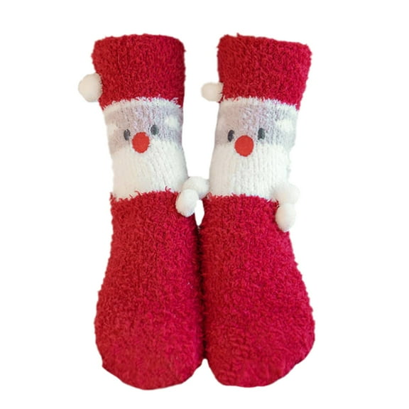 Coral Velvet Thermal Socks Festive Holiday Cartoon Design Cozy Sleeping Footwear For All Adults