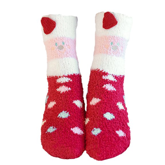 Coral Velvet Thermal Socks Festive Holiday Cartoon Design Cozy Sleeping Footwear For All Adults