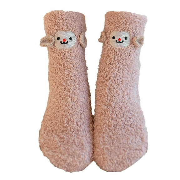 Coral Velvet Thermal Socks Festive Holiday Cartoon Design Cozy Sleeping Footwear For All Adults