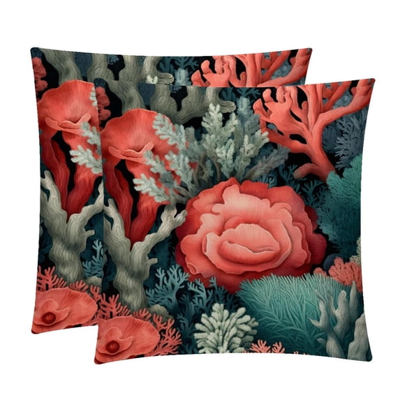 Coral Velvet Throw Pillow Covers Set of 2 with Unique Patterns for Bed and Sofa, Available in 16x16, 18x18, and 20x20 Inches for Various Occasions