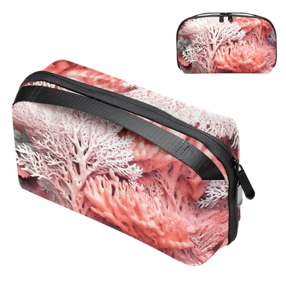 Coral Waterproof Oxford Fabric USB Organizer Storage Box Charger Phone Case Cell Phone Cord Organizer 5.9x9.44x3.14 in.