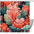 thumbnail image 1 of Coral Waterproof Printed Shower Curtain Set with Hooks - Bathroom Decoration Option, 1 of 5