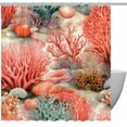 thumbnail image 1 of Coral Waterproof Printed Shower Curtain Set with Hooks for Bathroom Decoration, 1 of 5