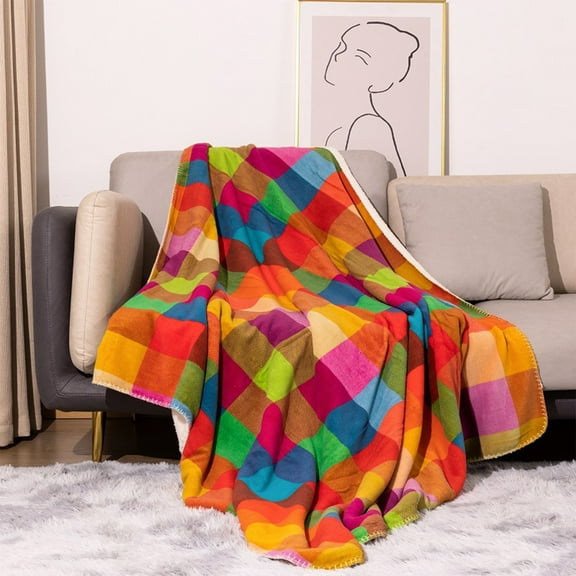 Coral Wool Blanket Thickened Double Layer Lamb Wool Blanket Sherpas Blanket Nap Blanket Polyester Blanket,Orange,Polyester Fiber