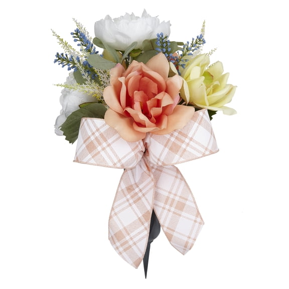 Coral & Yellow Peony & Rose Remembrance Cone by Ashland  - Spring Floral for Crafting and Home Decor