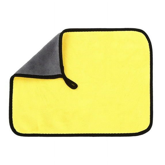 Coral fleece car wash towel thickened gas station double-sided car cloth waxing towel pet fishing gear towel-Grey yellow