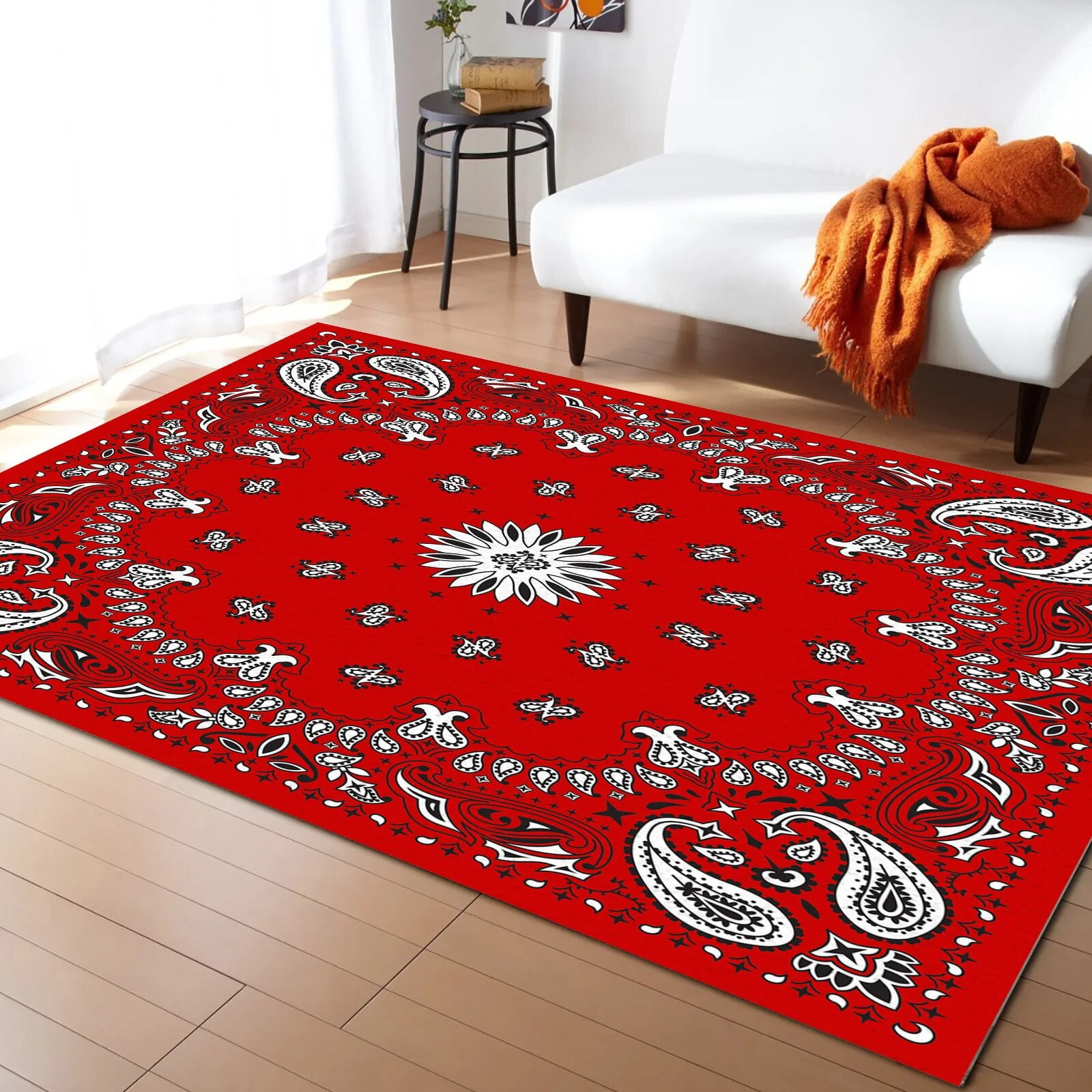 Coral velvet Bandana Pattern Rugs for Bedroom Home Carpet Living Room ...