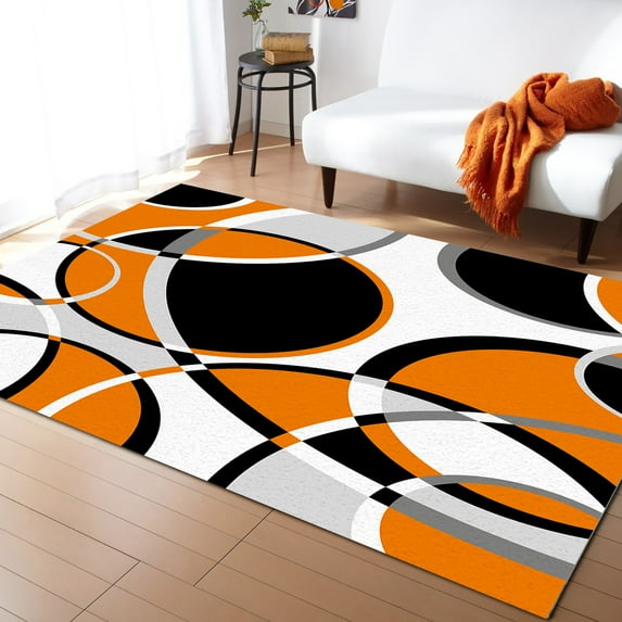 Coral velvet Geometric Circle Modern Art Red Carpet Area Rug Children's Room Living Room Bedroom Large Rug Home Play Decoration Floor Mat